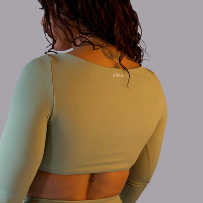 Delina Long Sleeve Crop • Sage